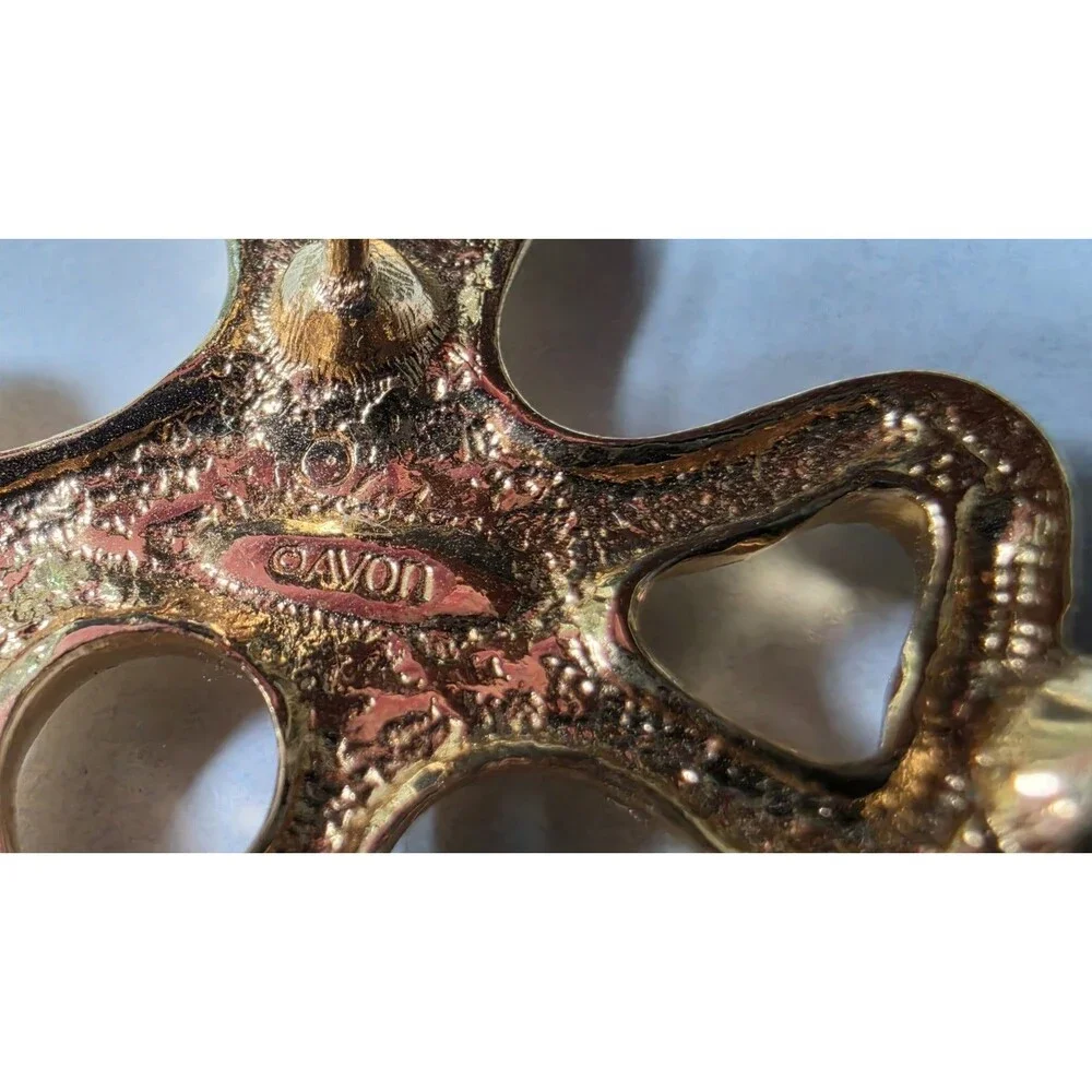 Avon Octopus Faux Pearl And Rhinestone Gold Tone Metal Pin Vintage READ
